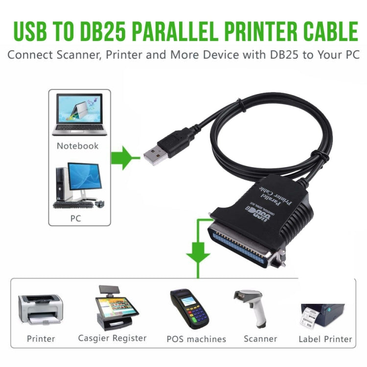 USB to Parallel 1284 36 Pin Printer Adapter Cable, Cable Length: 1m(Black) by buy2fix