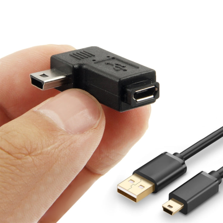 90 Degree Micro USB to Mini USB Adapter(Black) by buy2fix