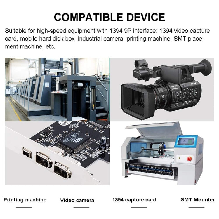 Firewire 800 IEEE1394B 9 Pin to 9 Pin Male Cable, Length: 1.8m(Black) by buy2fix