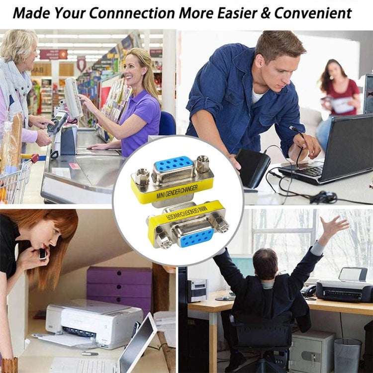 Serial RS232 DB9 9 Pin Female to Female Adapter Converter(Blue) by buy2fix