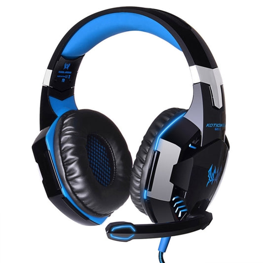 EACH G2000 Over-ear Stereo Bass Gaming Headset with Mic & LED Light for Computer, Cable Length: 2.2m(Blue) by KOTION EACH