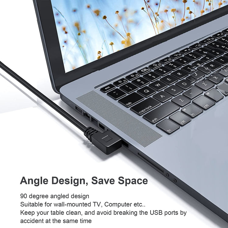 1m USB-C / Type-C 3.1 Male to USB 3.0 90 Degree Left Turn Adapter Cable(Black) by buy2fix