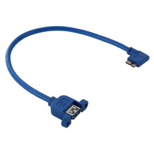90 Degree Left Turn USB 3.0 Micro-B Male to USB 3.0 Female OTG Cable for Tablet / Portable Hard Drive, Length: 30cm(Blue) by buy2fix