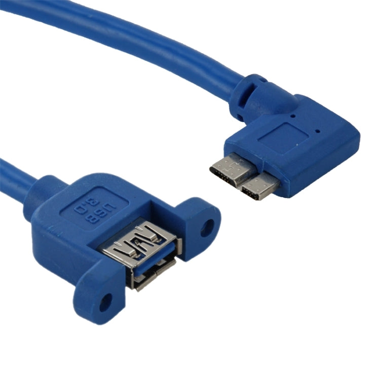 90 Degree Left Turn USB 3.0 Micro-B Male to USB 3.0 Female OTG Cable for Tablet / Portable Hard Drive, Length: 30cm(Blue) by buy2fix