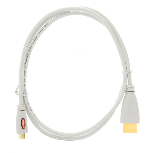 1m Gold Plated Micro HDMI Male to HDMI Male Cable, 1.4 Version(White) by buy2fix
