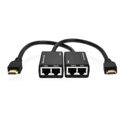 HDMI Extender by Cat5e / 6 LAN Cable 30M / 1080P(Black) by buy2fix