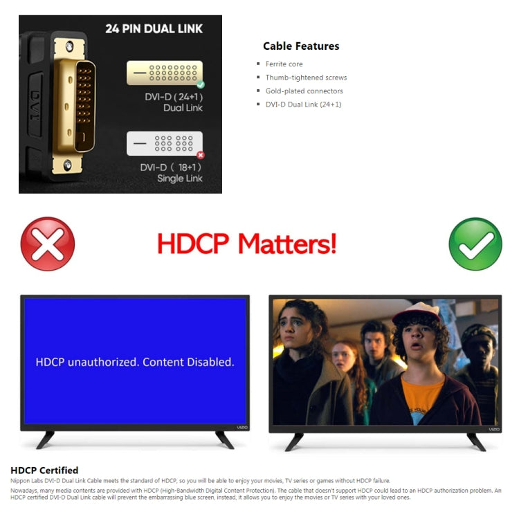 DVI 24+1P Male to DVI 24+1P Male Cable, Length: 3m(Black) by buy2fix