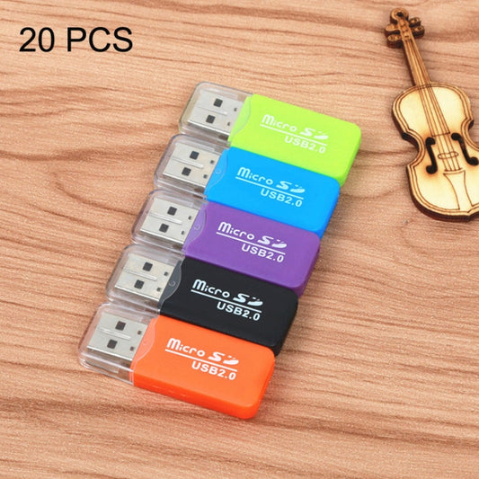 20 PCS Portable USB 2.0 Micro SD TF T-Flash Card Reader Adapter, up to 480Mbps, Random Color Delivery by buy2fix
