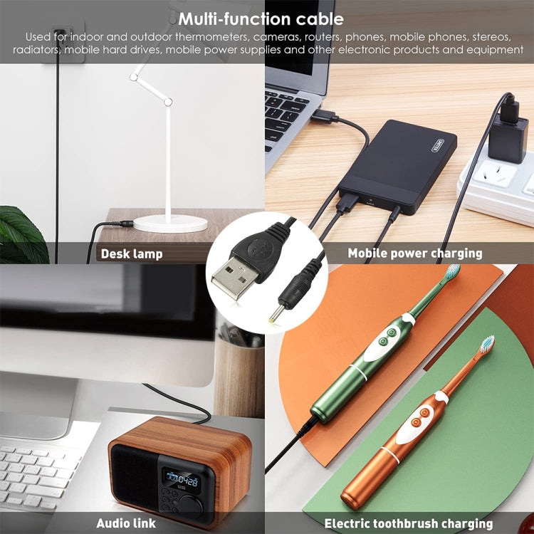 USB to 2.5mm DC Charging Cable, Length: 65cm(Black) by buy2fix