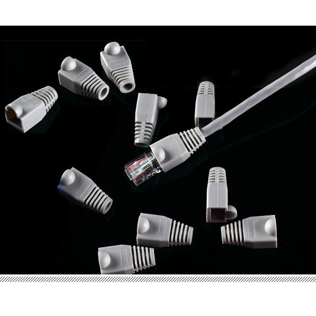 Network Cable Boots Cap Cover for RJ45, Grey (100 pcs in one packaging , the price is for 100 pcs)(Grey) by buy2fix