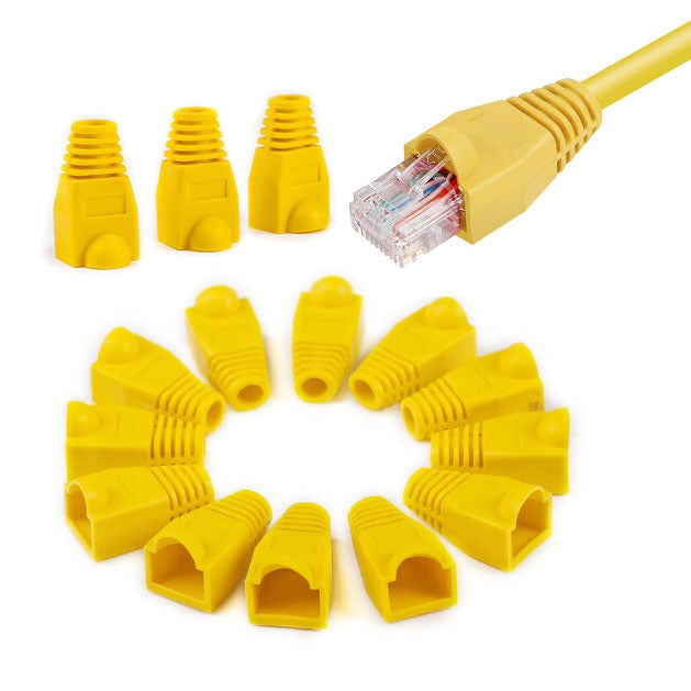 Network Cable Boots Cap Cover for RJ45, Yellow (100 pcs in one packaging , the price is for 100 pcs)(Yellow) by buy2fix