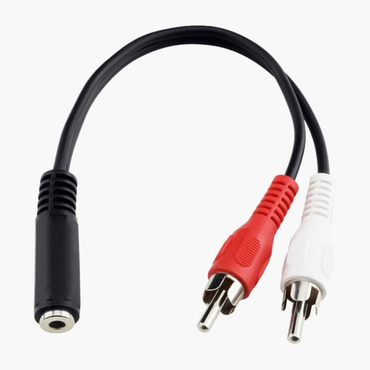 3.5mm female stereo jack to 2 male RCA plugs cable, Length: 38cm by buy2fix