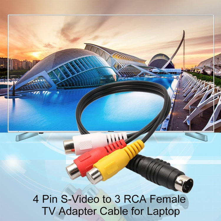 4-pin S-Video TV to RCA Converter AV female Cable Adapter, Length: 20cm by buy2fix