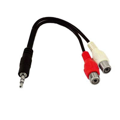 2 RCA Female to 3.5 MM Male Jack Audio Y Cable, Length: 20cm by buy2fix
