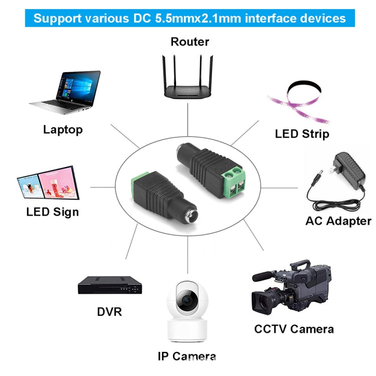 10 PCS CCTV DC Power Female Jack Connector by buy2fix