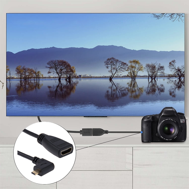 17cm 90 Degree Micro HDMI Right-toward Male to HDMI Female Cable Adapter(Black) by buy2fix