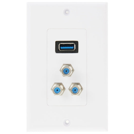 USB 3.0 Female Plug + 3 F Female Plugs Wall Plate Panel by buy2fix