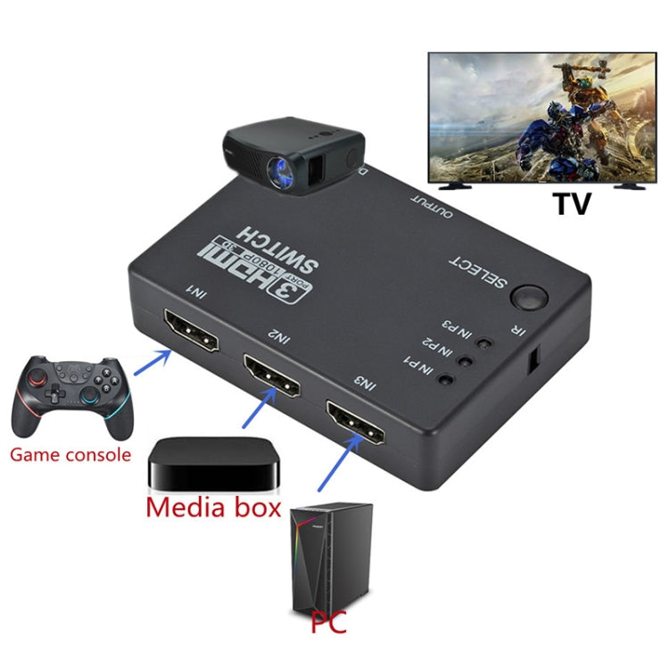 Full HD 1080P 3D HDMI 3x1 Switch with IR Remote Control by buy2fix