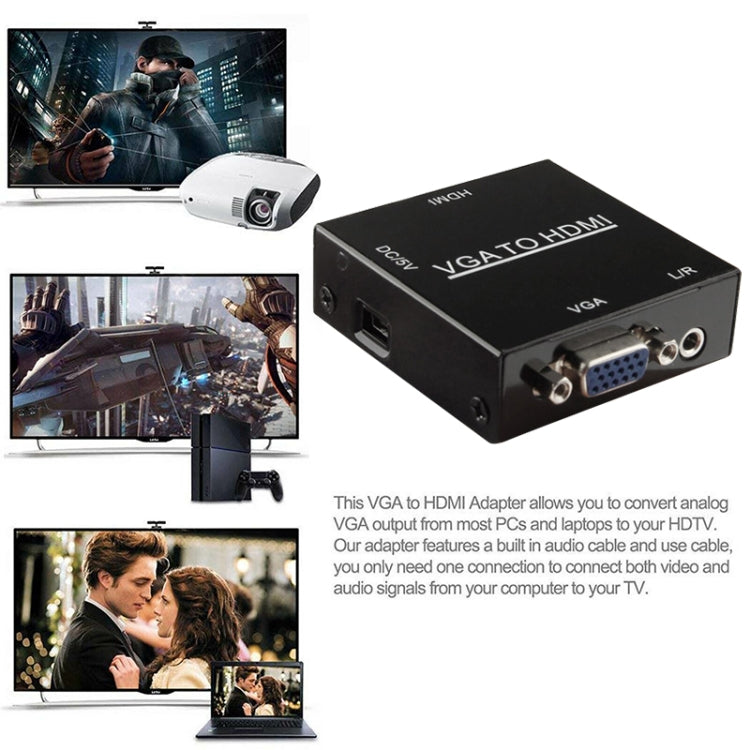 HD 1080P HDMI Mini VGA to HDMI Scaler Box Audio Video Digital Converter Adapter for PC / HDTV by buy2fix