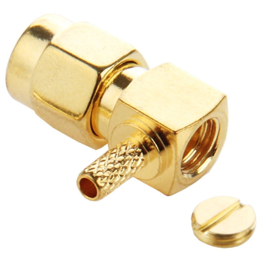 10 PCS Gold Plated Crimp SMA Male Plug 90 Degree Right Angle RF Connector Adapter for RG174 / RG316 / RG179 Cable by buy2fix