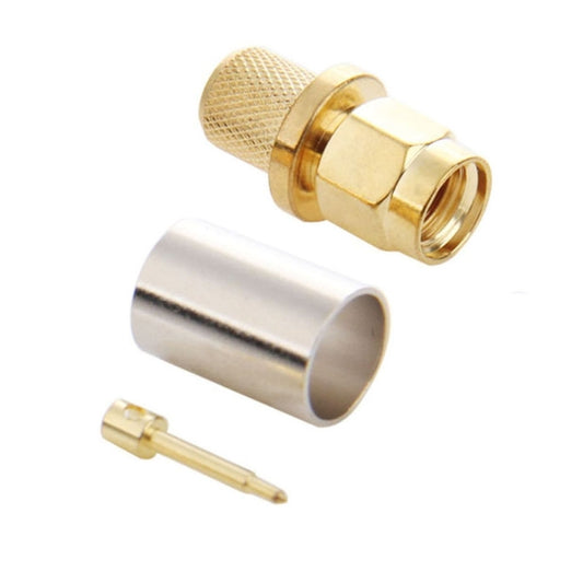 10 PCS Gold Plated SMA Male Plug Crimp RF Connector Adapter for RG58 / RG142 / LMR195 Cable by buy2fix