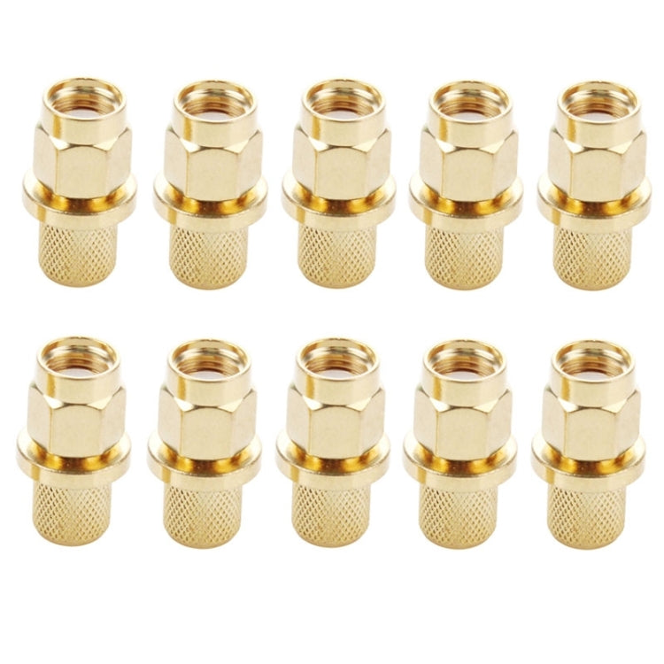 10 PCS Gold Plated SMA Male Plug Crimp RF Connector Adapter for RG58 / RG142 / LMR195 Cable by buy2fix