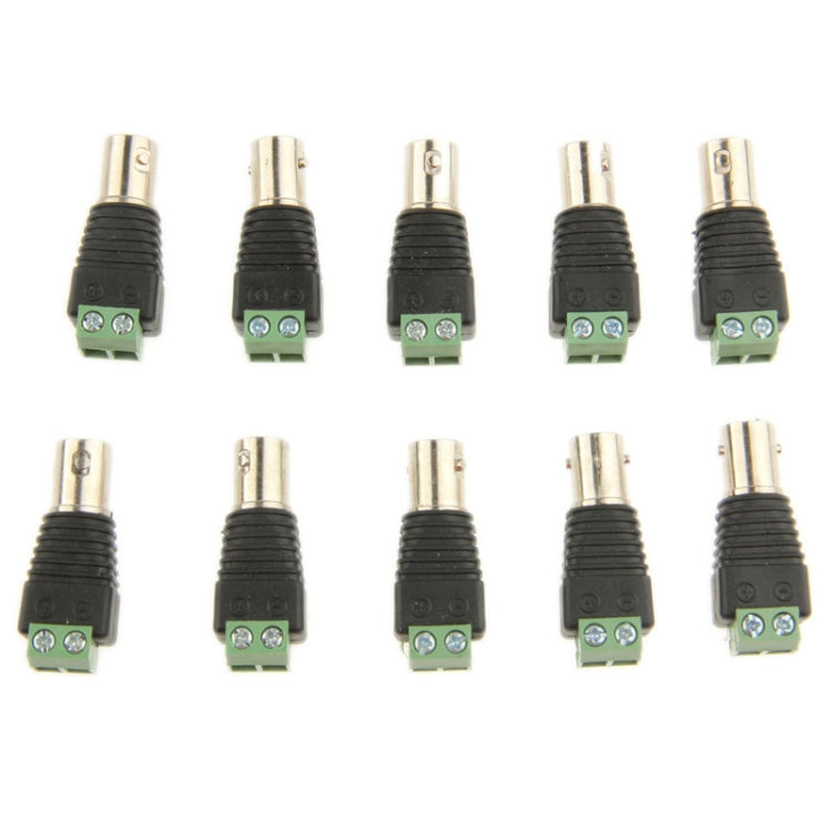 10 PCS Green Power to BNC Coaxial Female Adapter Connector for CCTV Cameras by buy2fix