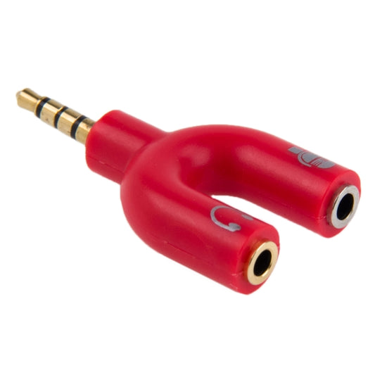 3.5mm Stereo Male to 3.5mm Headphone & Mic Female Splitter Adapter(Red) by buy2fix