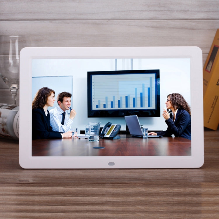 12.0 Inch LED Display Multi-media Digital Photo Frame with Holder / Music & Movie Player / Remote Control Function, Support USB / SD, Built in Stereo Speaker(White) by buy2fix