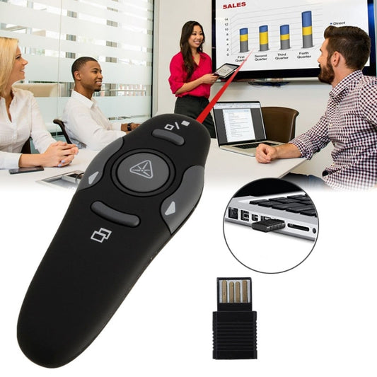 Multimedia Presenter with Laser Pointer & USB Receiver for Projector / PC / Laptop, Control Distance: 15m(Black) by buy2fix