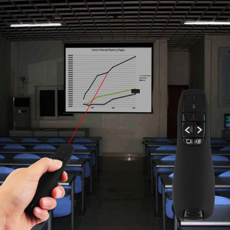 Multimedia Presenter with Laser Pointer & USB Receiver for Projector / PC / Laptop, Control Distance: 15m (R400)(Black) by buy2fix
