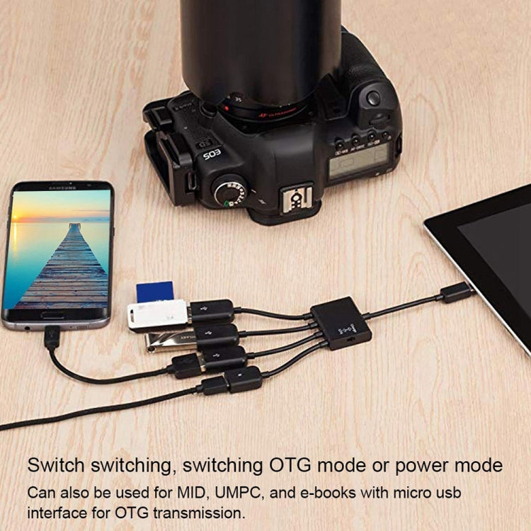 18cm 4 Ports Micro USB OTG Charge HUB Cable, For Samsung / Huawei / Xiaomi / Meizu / LG / HTC and Other Smartphones(Black) by buy2fix