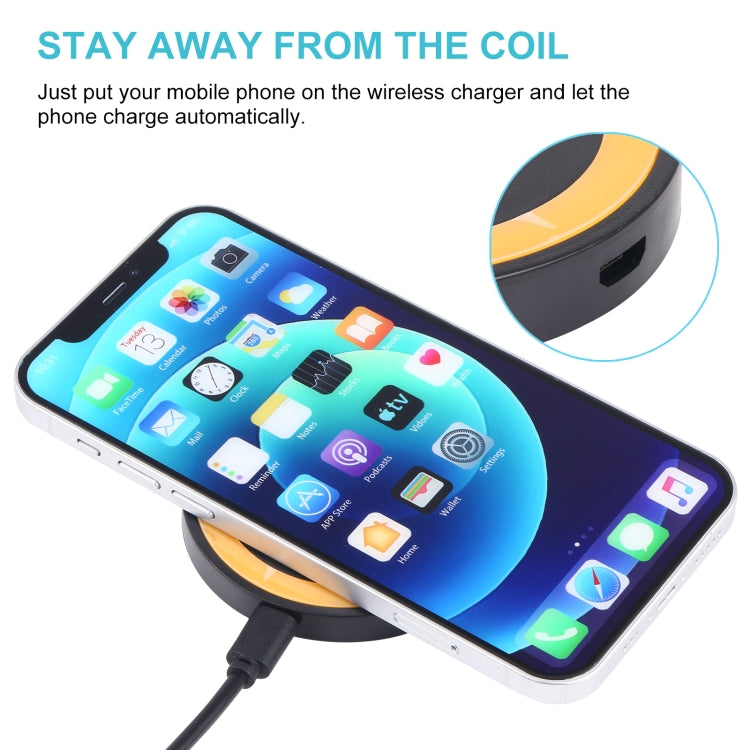 Universal QI Standard Round Wireless Charging Pad (Black + Orange) by buy2fix