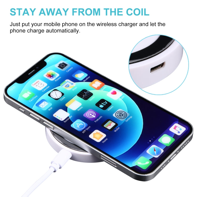 Universal QI Standard Round Wireless Charging Pad (White + Black) by buy2fix