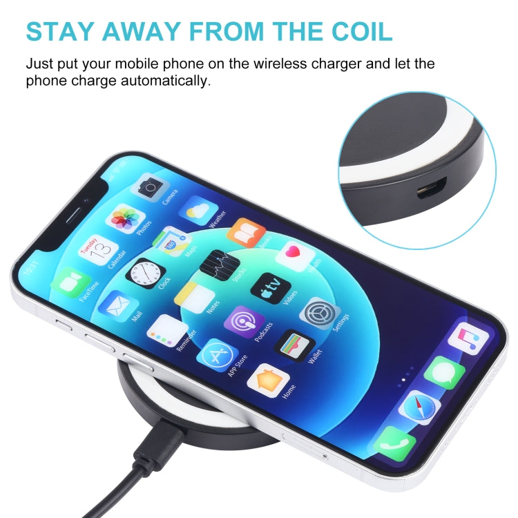 5W Universal QI Standard Round Wireless Charging Pad (Black + White) by buy2fix