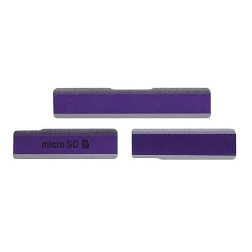SIM Card Cap + USB Data Charging Port Cover + Micro SD Card Cap Dustproof Block Set for Sony Xperia Z1 / L39h / C6903(Purple) by buy2fix