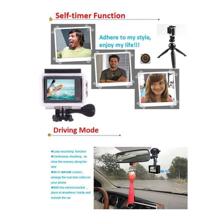 H9 4K Ultra HD1080P 12MP 2 inch LCD Screen WiFi Sports Camera, 170 Degrees Wide Angle Lens, 30m Waterproof(Black) by buy2fix