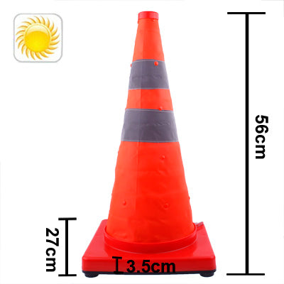 3-LED Solar Lift Traffic Safety Warning Road Cones, Height: 56cm by buy2fix