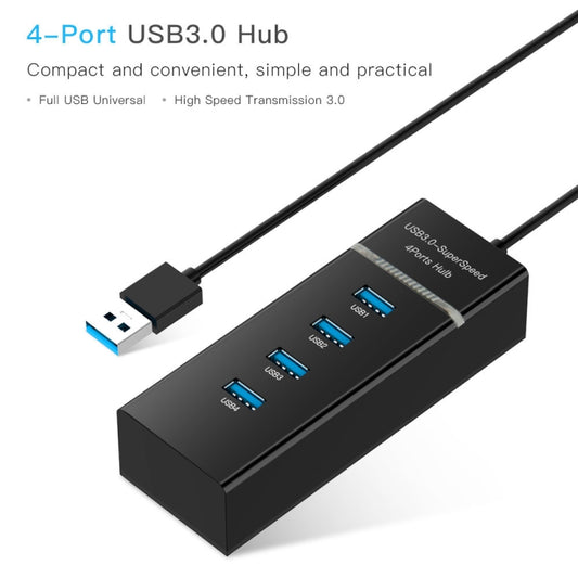 4 Ports USB 3.0 Hub Splitter with LED, Super Speed 5Gbps, BYL-P104(Black) by buy2fix