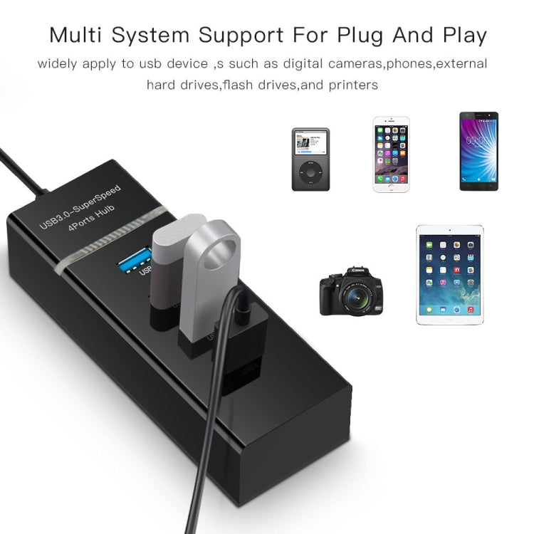 4 Ports USB 3.0 Hub Splitter with LED, Super Speed 5Gbps, BYL-P104(Black) by buy2fix