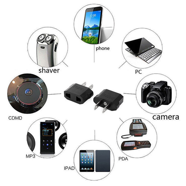 5pcs EU Plug to US Plug Charger Adapter, Travel Power Adaptor with United States Socket Plug(Black) by buy2fix