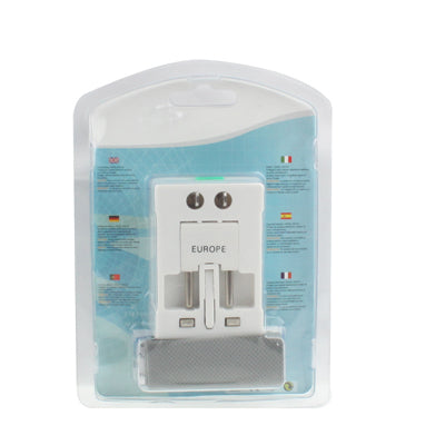 Universal US / EU / AU / UK Travel AC Power Adaptor Plug with USB Charger Socket(White) by buy2fix