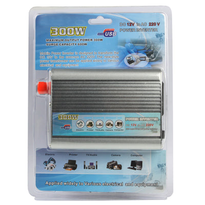 300W DC 12V to AC 220V Car Power Inverter with USB Port and Car Charger(Silver) by buy2fix