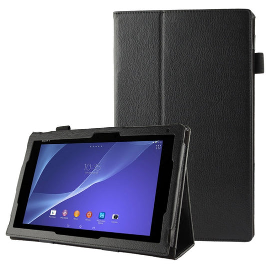 Litchi Texture Leather Case with Holder for Sony Xperia Tablet Z2 10.1(Black) by buy2fix