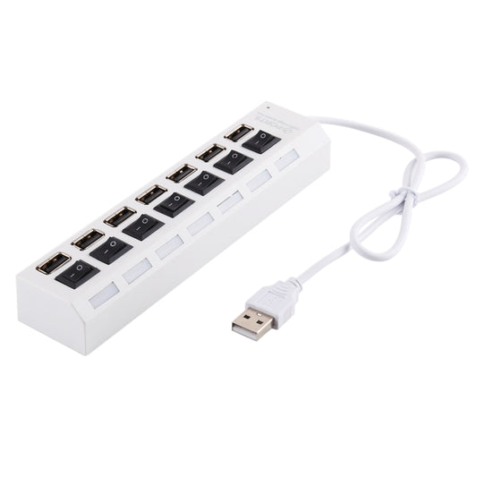 7 Ports USB Hub 2.0 USB Splitter High Speed 480Mbps with ON/OFF Switch / 7 LEDs(White) by buy2fix