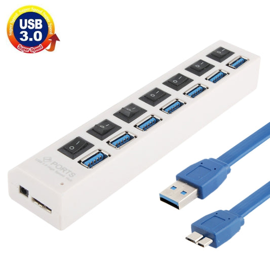 7 Ports USB 3.0 HUB, Super Speed 5Gbps, Plug and Play, Support 1TB(White) by buy2fix