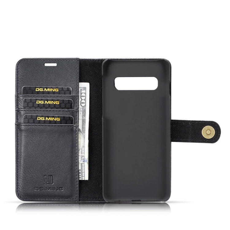 DG.MING Crazy Horse Texture Flip Detachable Magnetic Leather Case for Samsung Galaxy S10, with Holder & Card Slots & Wallet(Black) by DG.MING