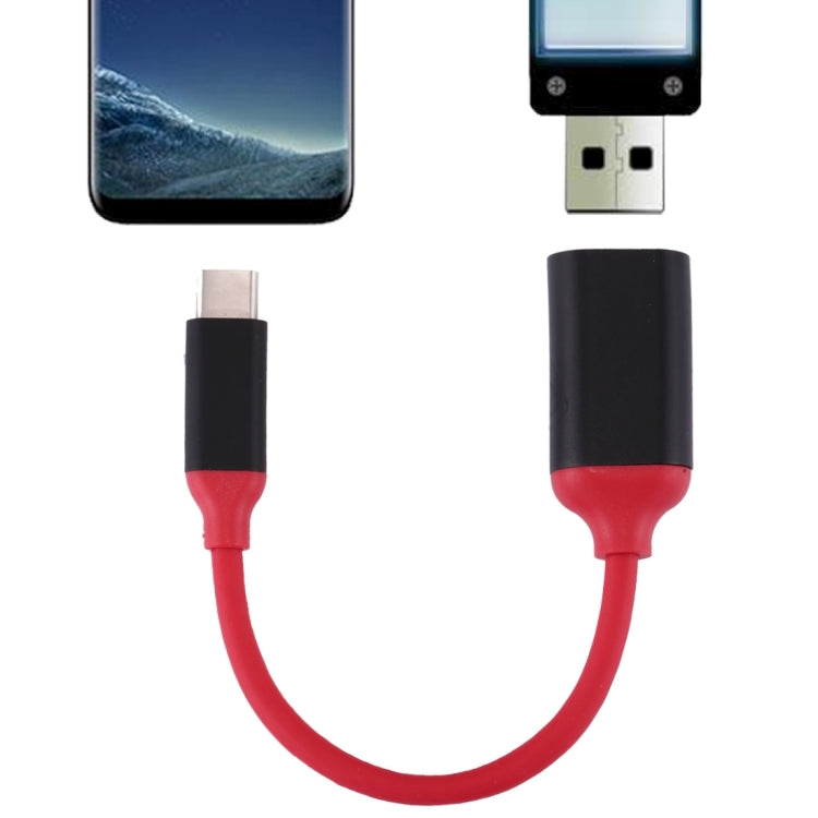 15cm Aluminum Alloy Head USB-C / Type-C 3.1 Male to USB 3.0 Female OTG Converter Adapter Cable(Red) by buy2fix