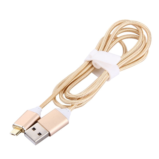 1M Woven Style 2.4A Micro USB to USB Data Sync Charging Cable Intelligent Metal Magnetism Cable, For Samsung, HTC, Sony, Huawei, Xiaomi, Meizu and other Android Devices(Gold) by buy2fix