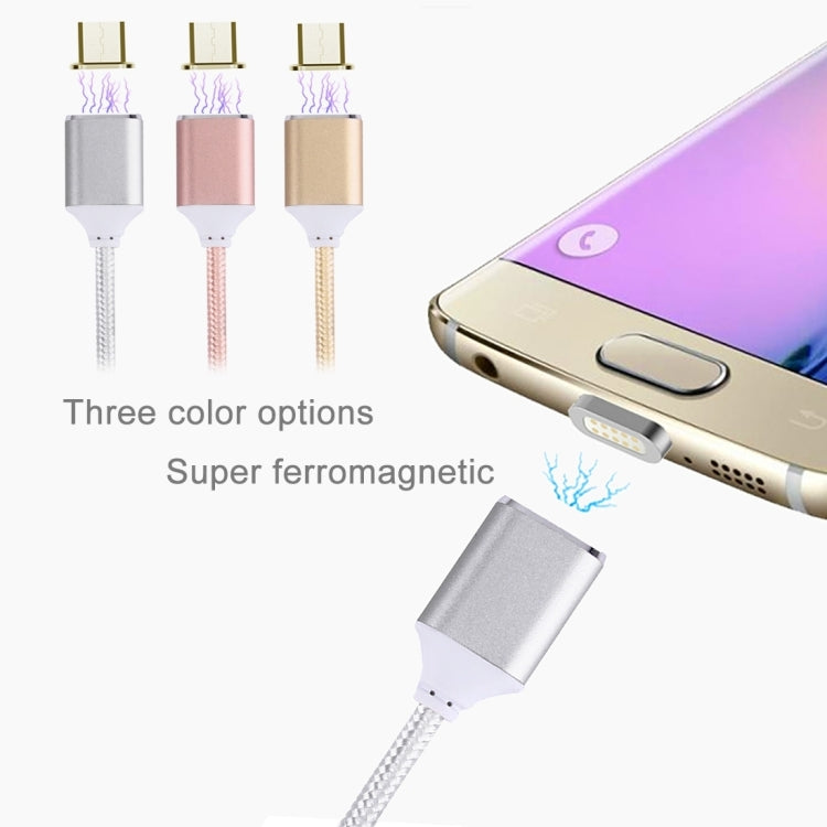1M Woven Style 2.4A Micro USB to USB Data Sync Charging Cable Intelligent Metal Magnetism Cable, For Samsung, HTC, Sony, Huawei, Xiaomi, Meizu and other Android Devices(Gold) by buy2fix